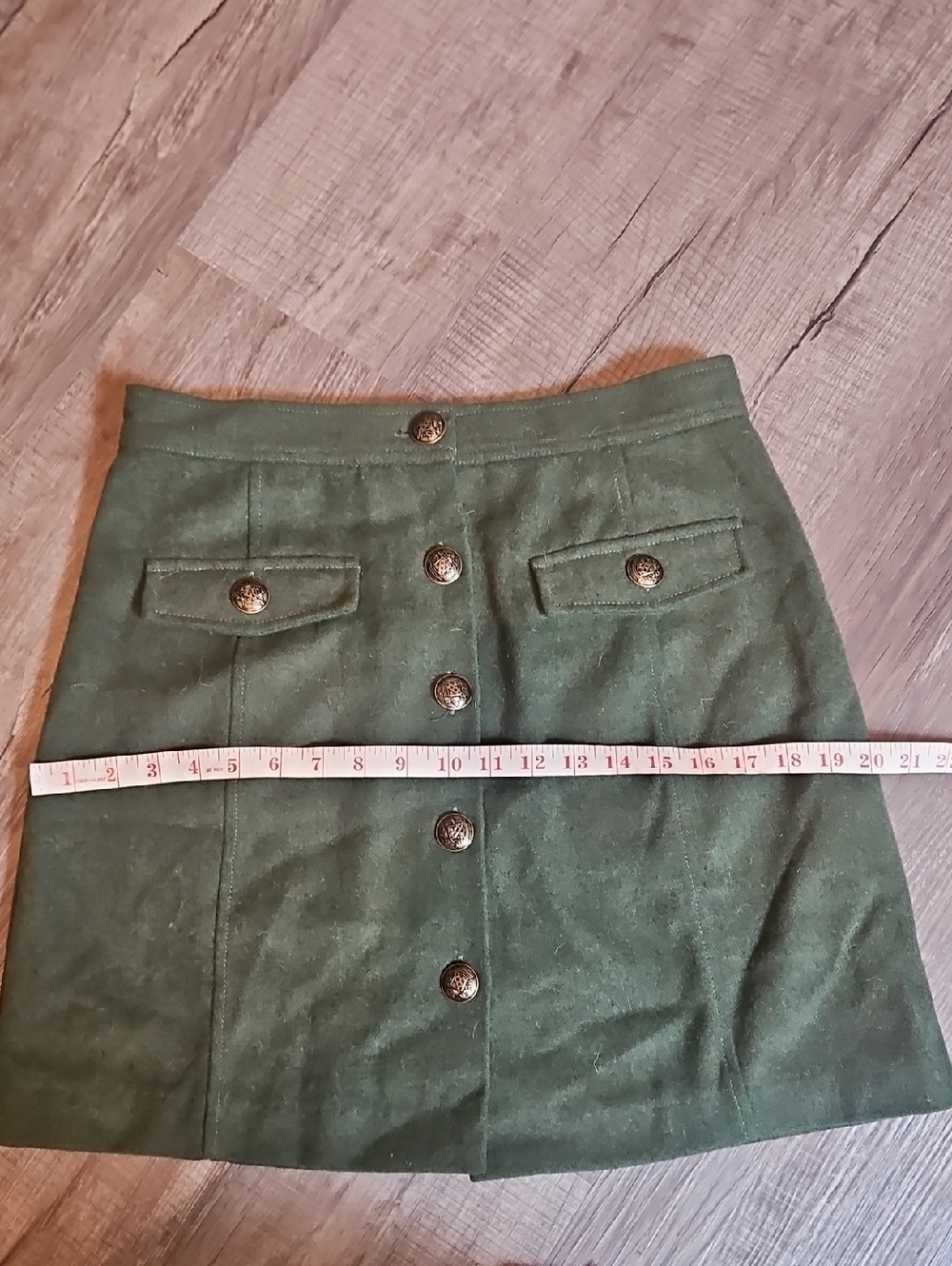 Modcloth Olive Green Button-Front Mini Skirt - Picture 3 of 9